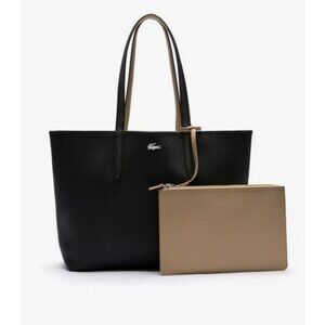 LACOSTE Anna reversible women's large tote bag + pouch 2 PIECE SET Black/Tan